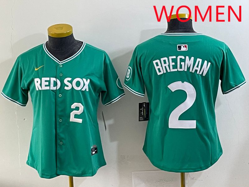 Women 2025 Boston Red Sox 2 Bregman Dark Green Joint Name Nike MLB Jersey style 3